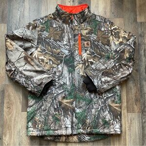 Carhartt Big Kids Unisex Camouflage Puffer Jacket with Orange Lining